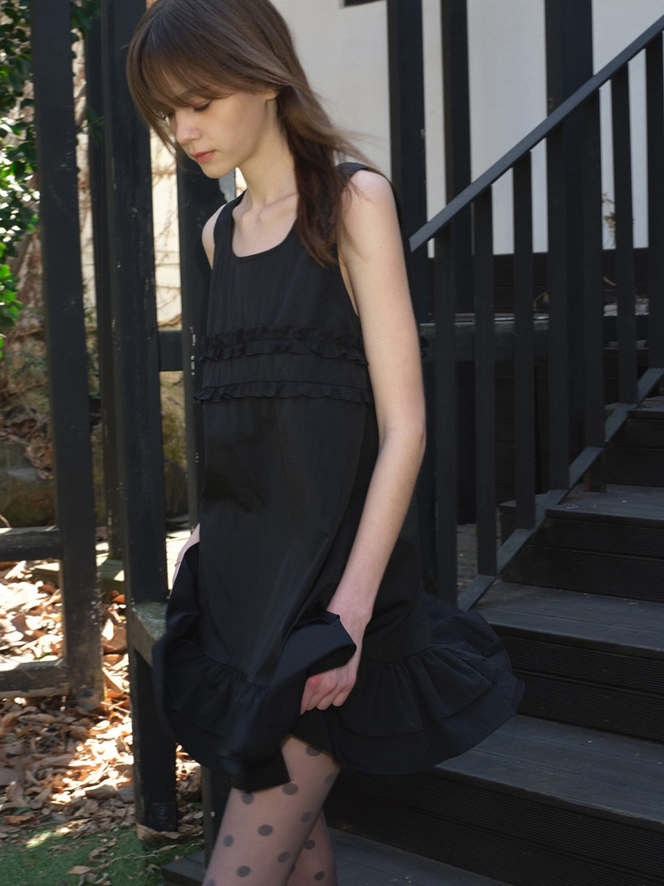 Margarin Fingers - Mixed Frill Mini One Piece (Black) product image 1 | TRAB K-Fashion Australia