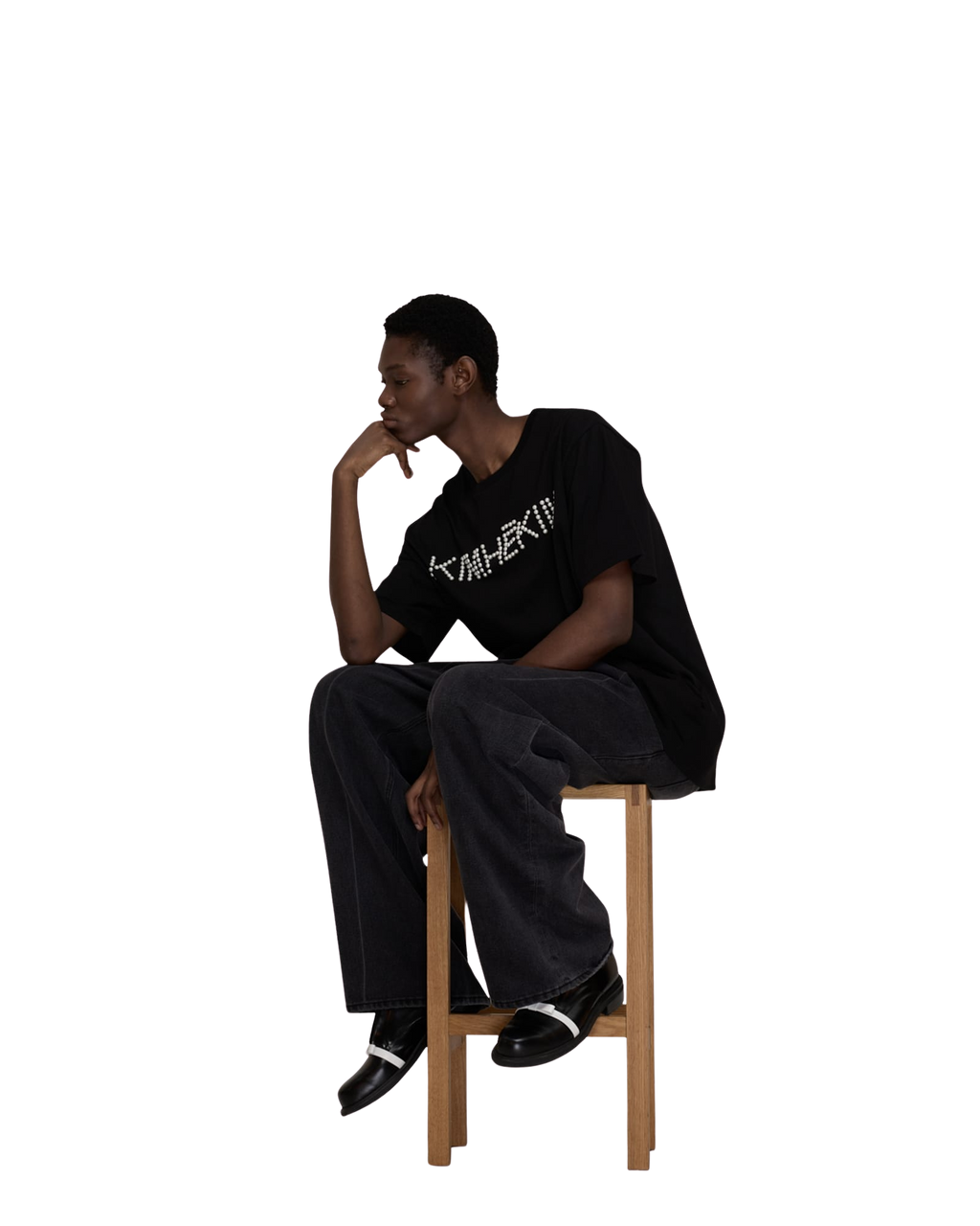 Kimhe Kim - Logo T-Shirt With Pearl Embellishment (Black) product image 10 | TRAB K-Fashion Australia