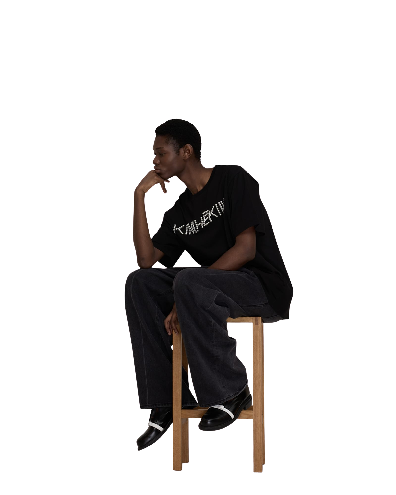 Kimhe Kim - Logo T-Shirt With Pearl Embellishment (Black) product image 10 | TRAB K-Fashion Australia