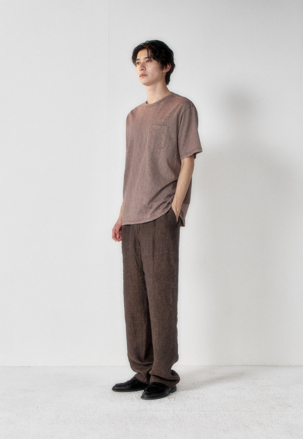 Art if acts - Washed Stripe Pocket S/S Tee (Brown/Grey) product image 3 | TRAB K-Fashion Australia