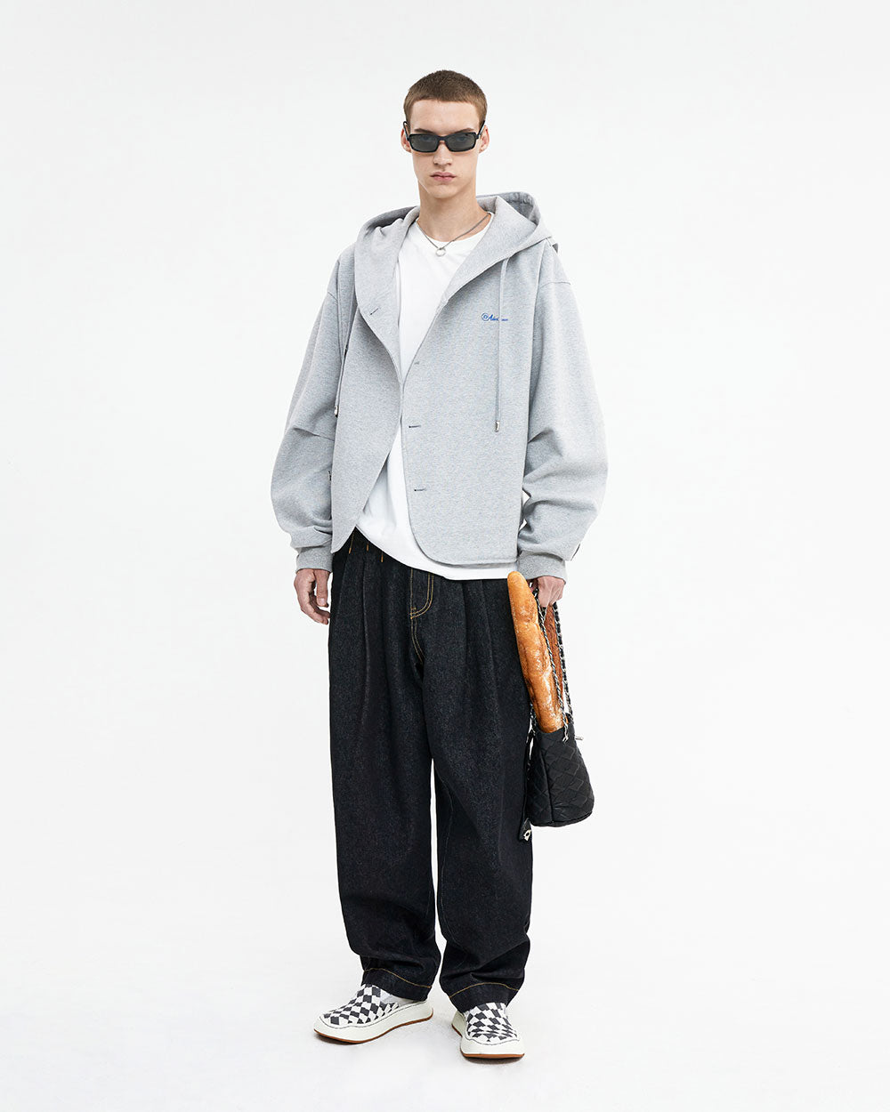 Ader Error - Fluic logo hoodie zip-up (Grey) product image 5 | TRAB K-Fashion Australia