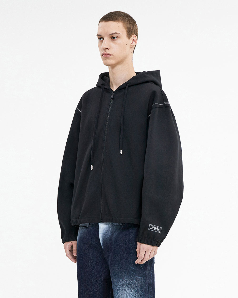 Ader Error - Liner hoodie zip-up (Noir) product image 2 | TRAB K-Fashion Australia