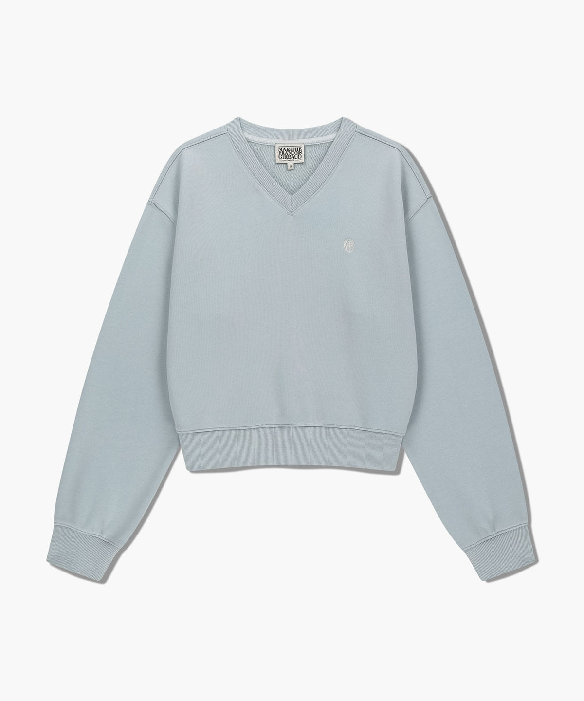 Marithe & Francois Girbaud - Circle Logo V Neck Crop Sweatshirt (Light Gray) product image 6 | TRAB K-Fashion Australia