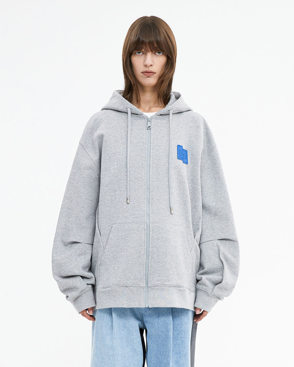 Ader Error - TRS decal hoodie zip-up (Grey) product image 1 | TRAB K-Fashion Australia