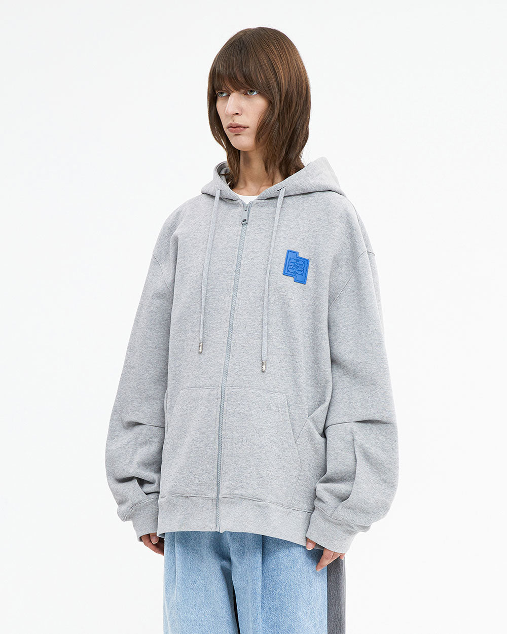 Ader Error - TRS decal hoodie zip-up (Grey) product image 2 | TRAB K-Fashion Australia