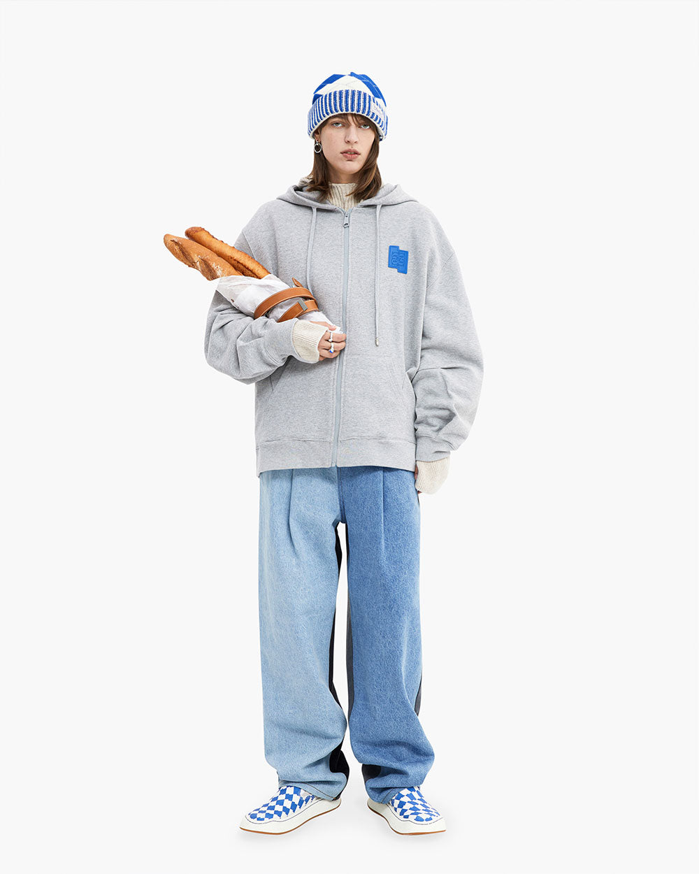 Ader Error - TRS decal hoodie zip-up (Grey) product image 4 | TRAB K-Fashion Australia