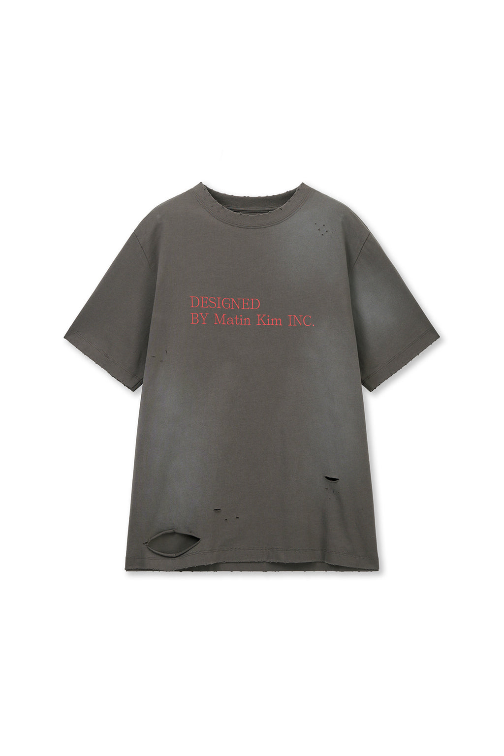 Matin Kim - Spray Washed Lettering Damaged Top (Charcoal) product image 1 | TRAB K-Fashion Australia