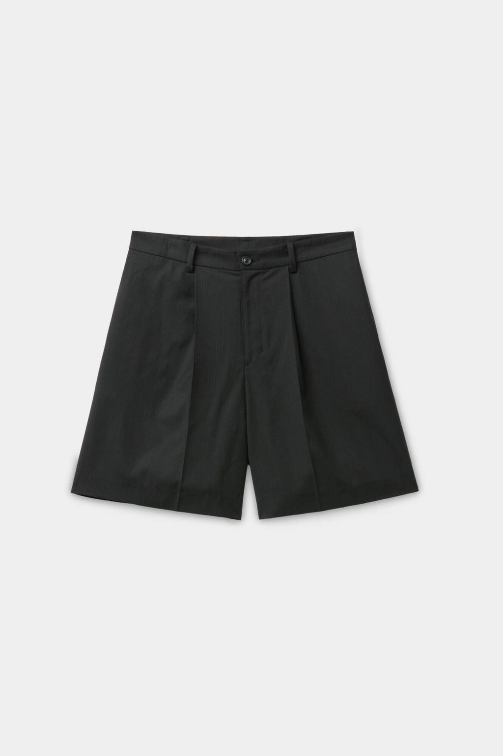 Coor - Virgin Wool Pleated Stripe Shorts (Black) product image 1 | TRAB K-Fashion Australia