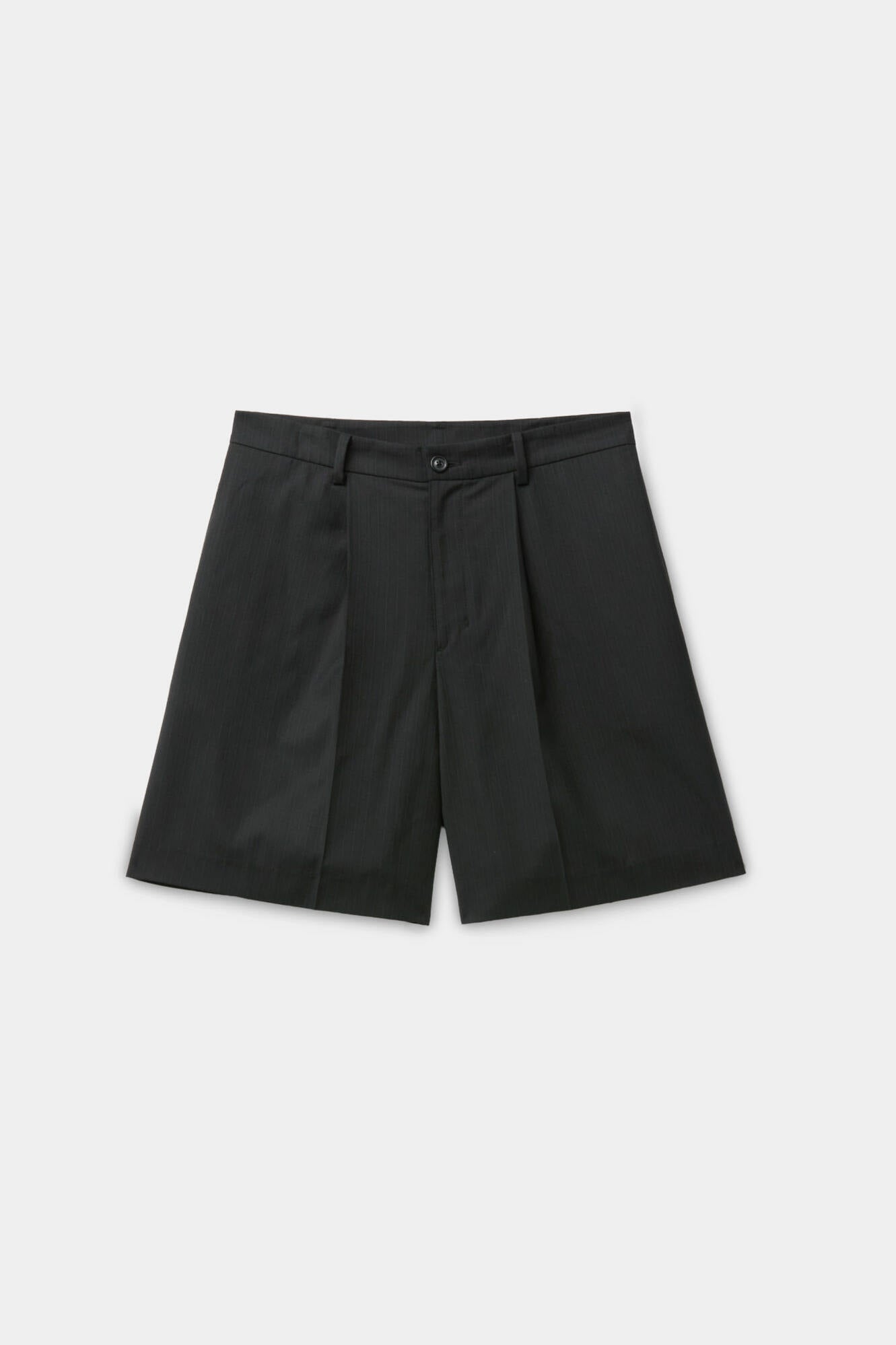 Coor - Virgin Wool Pleated Stripe Shorts (Black) product image 1 | TRAB K-Fashion Australia