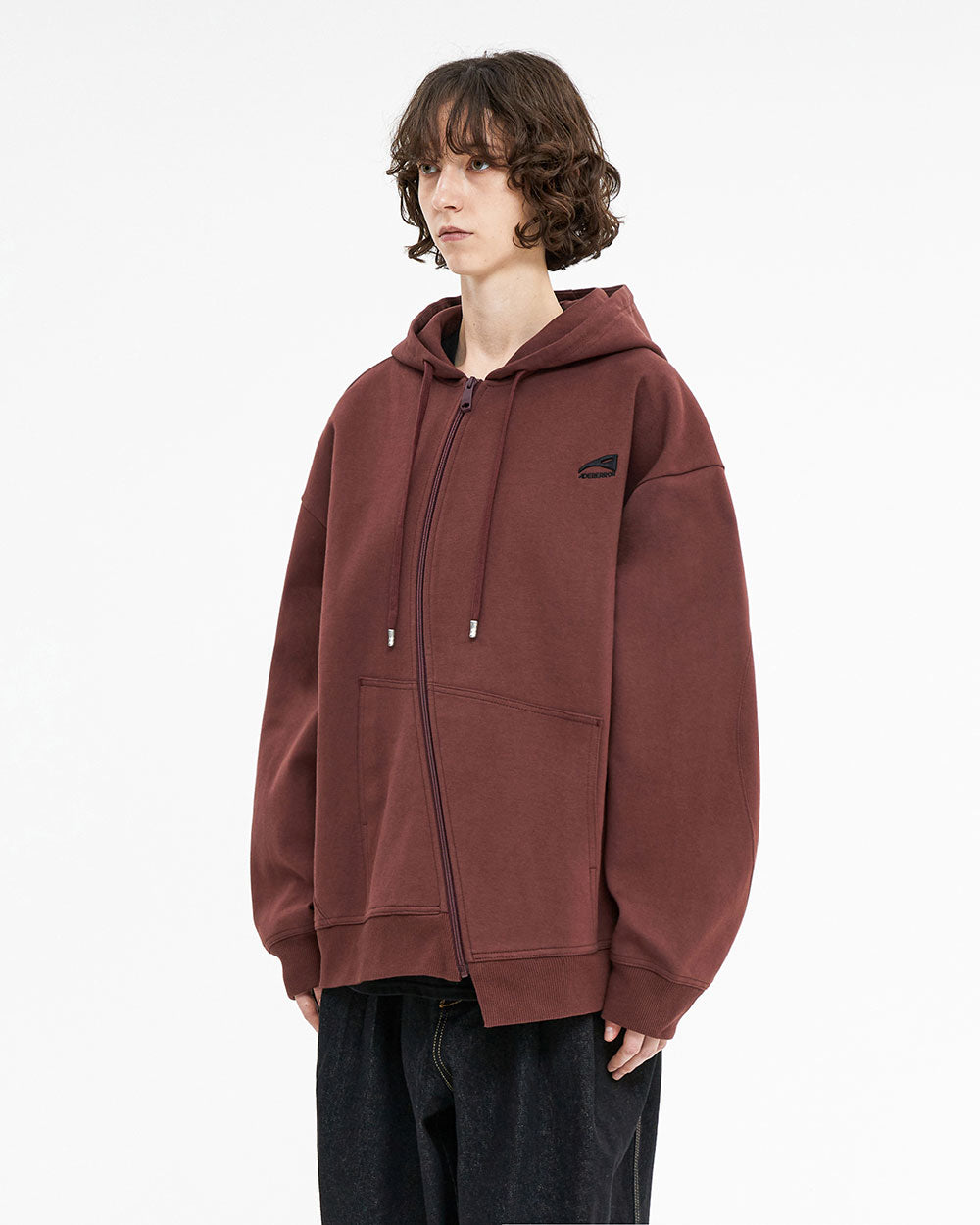 Ader Error - Enty logo hoodie zip-up (Burgundy) product image 2 | TRAB K-Fashion Australia