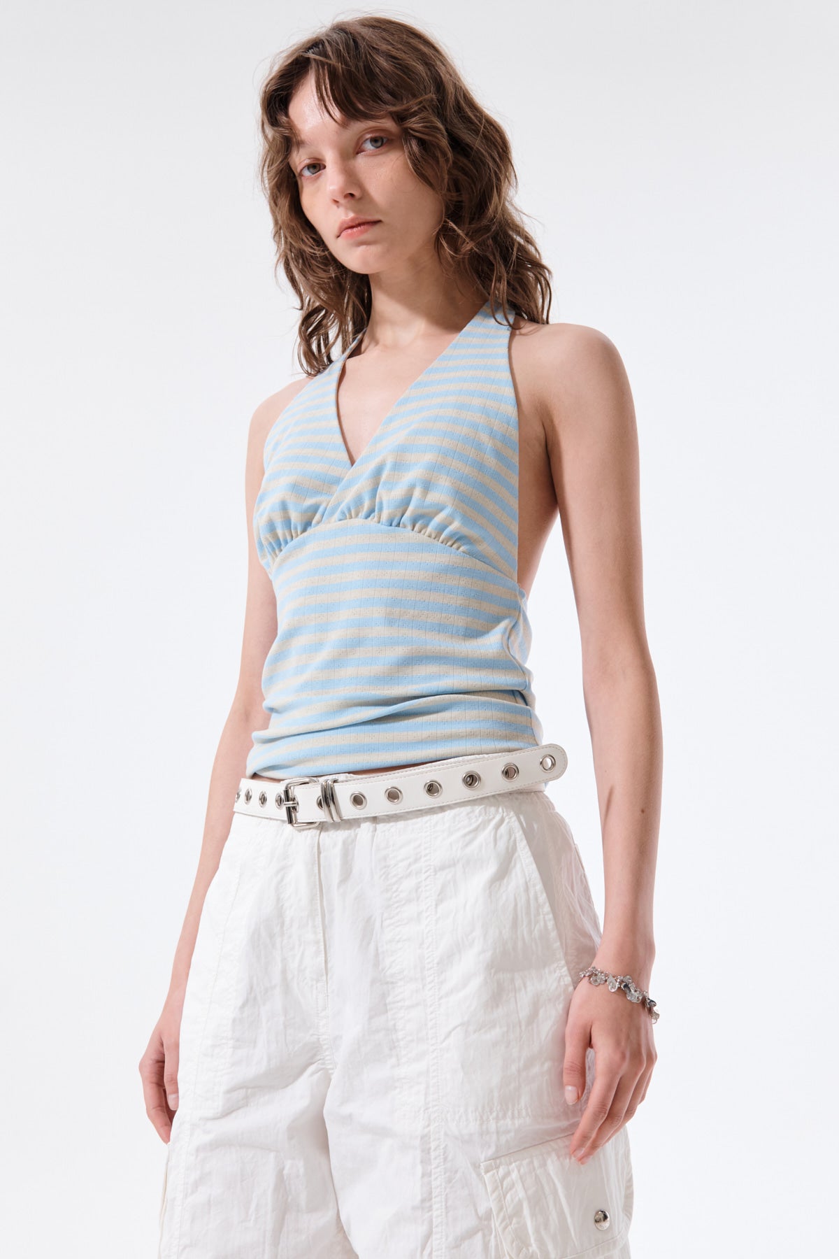 Matin Kim - Striped Halter Neck Top (Light Blue) product image 11 | TRAB K-Fashion Australia