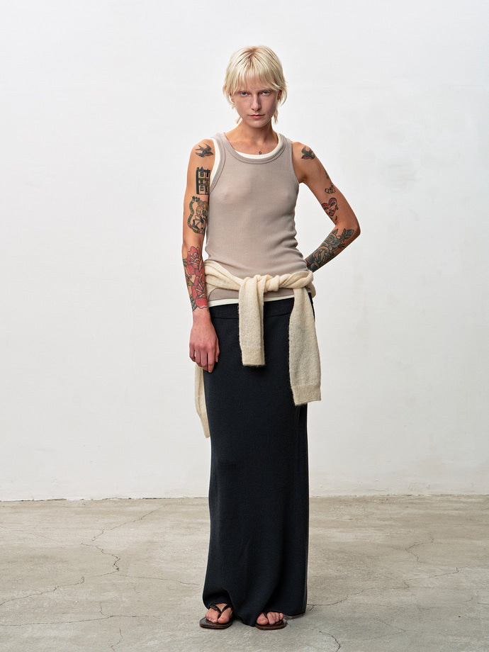 Tonywack - Mercerized Wool Knit Maxi Skirt (Dark Grey) product image 1 | TRAB K-Fashion Australia