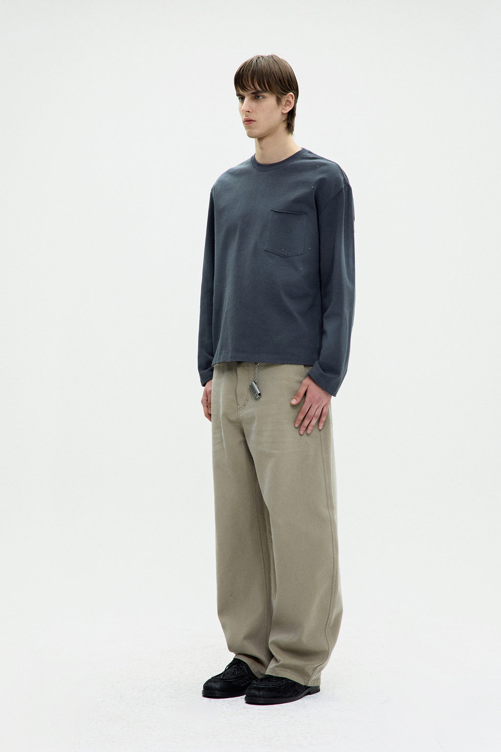Coor - Painted Long Sleeve T-Shirt (Washed Charcoal) product image 3 | TRAB K-Fashion Australia