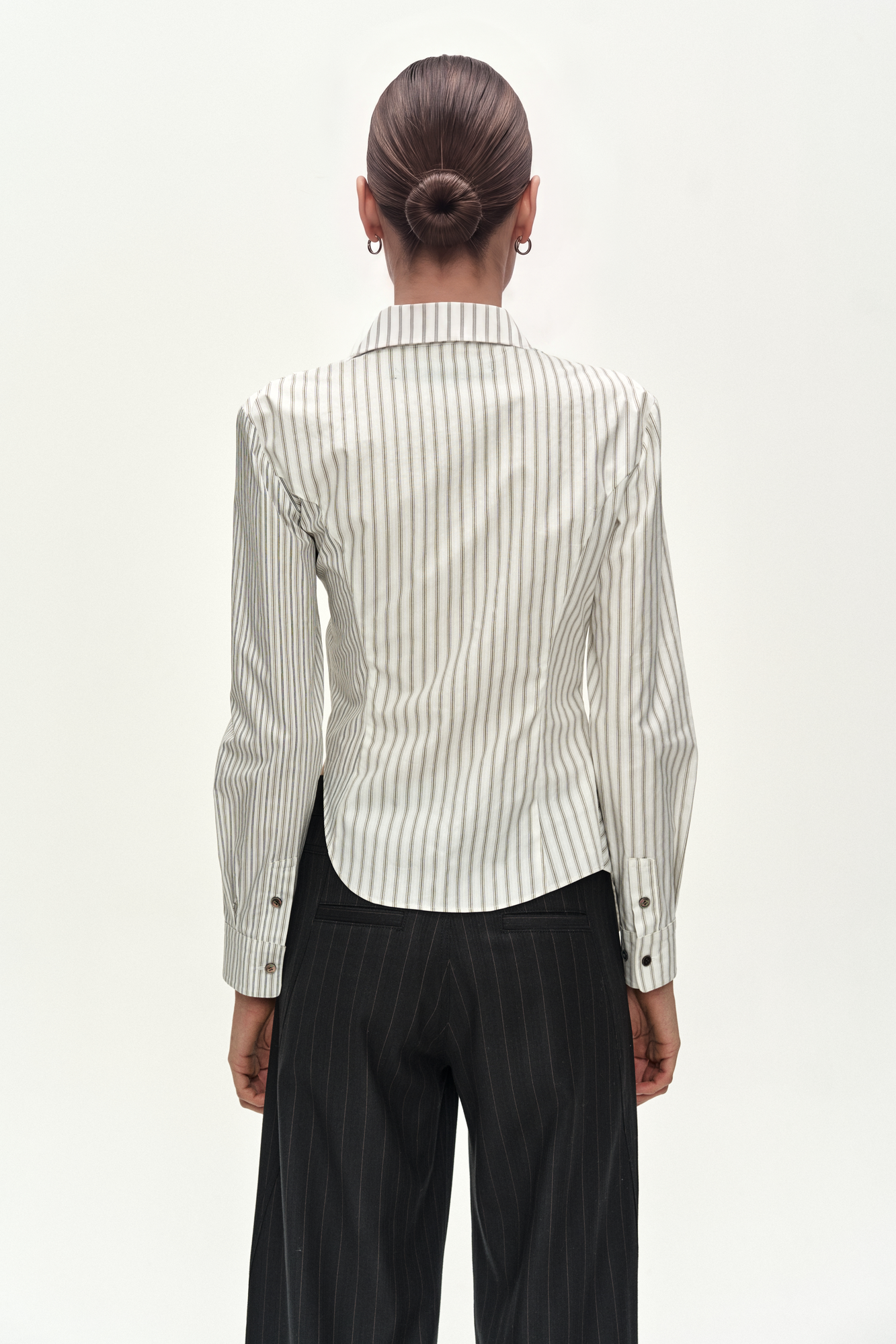 Andersson Bell - Asymmetric Studded Stripe Shirt (white) (White) product image 7 | TRAB K-Fashion Australia