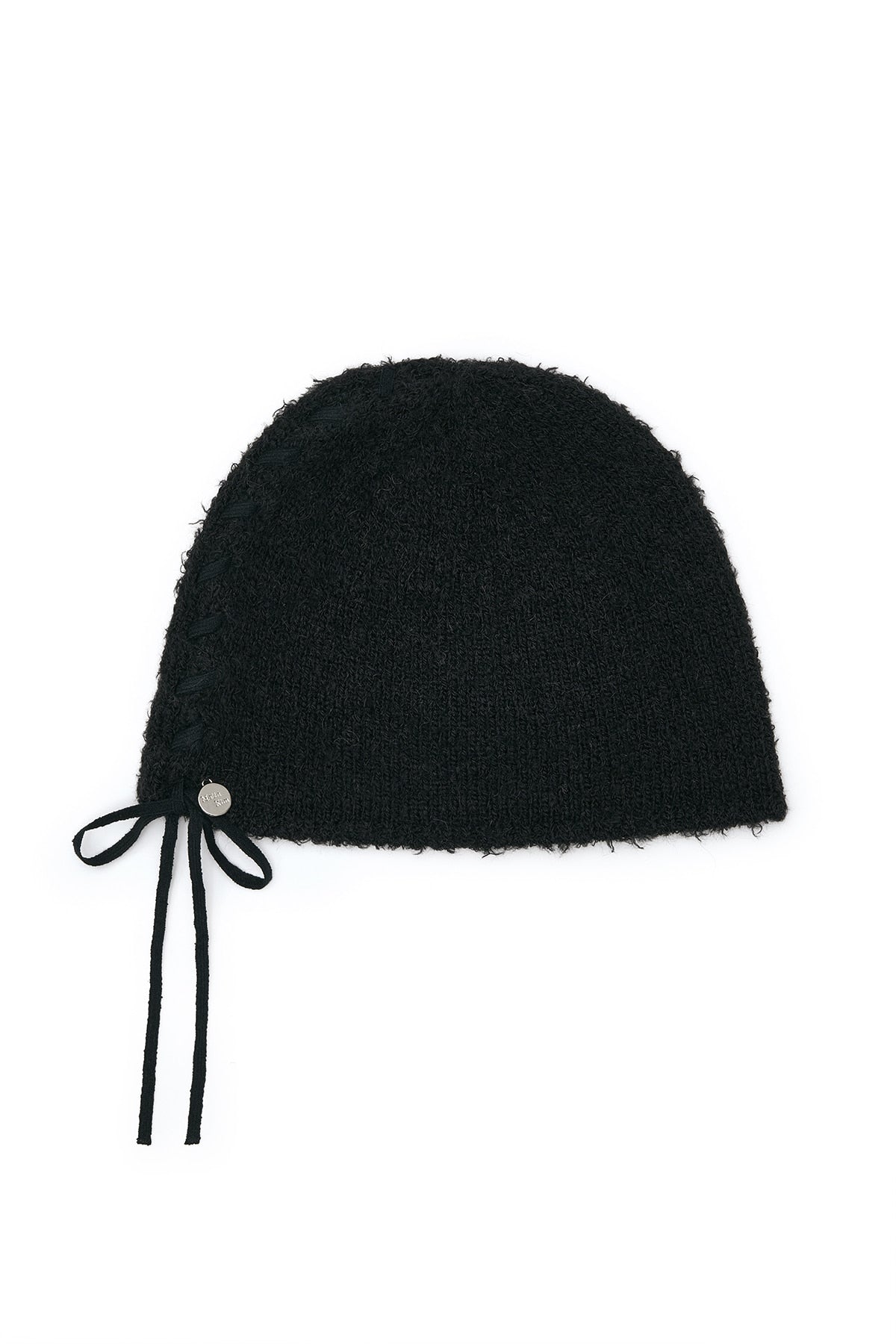 Matin Kim - Ribbon Tie Knit Beanie (Black) product image 1 | TRAB K-Fashion Australia