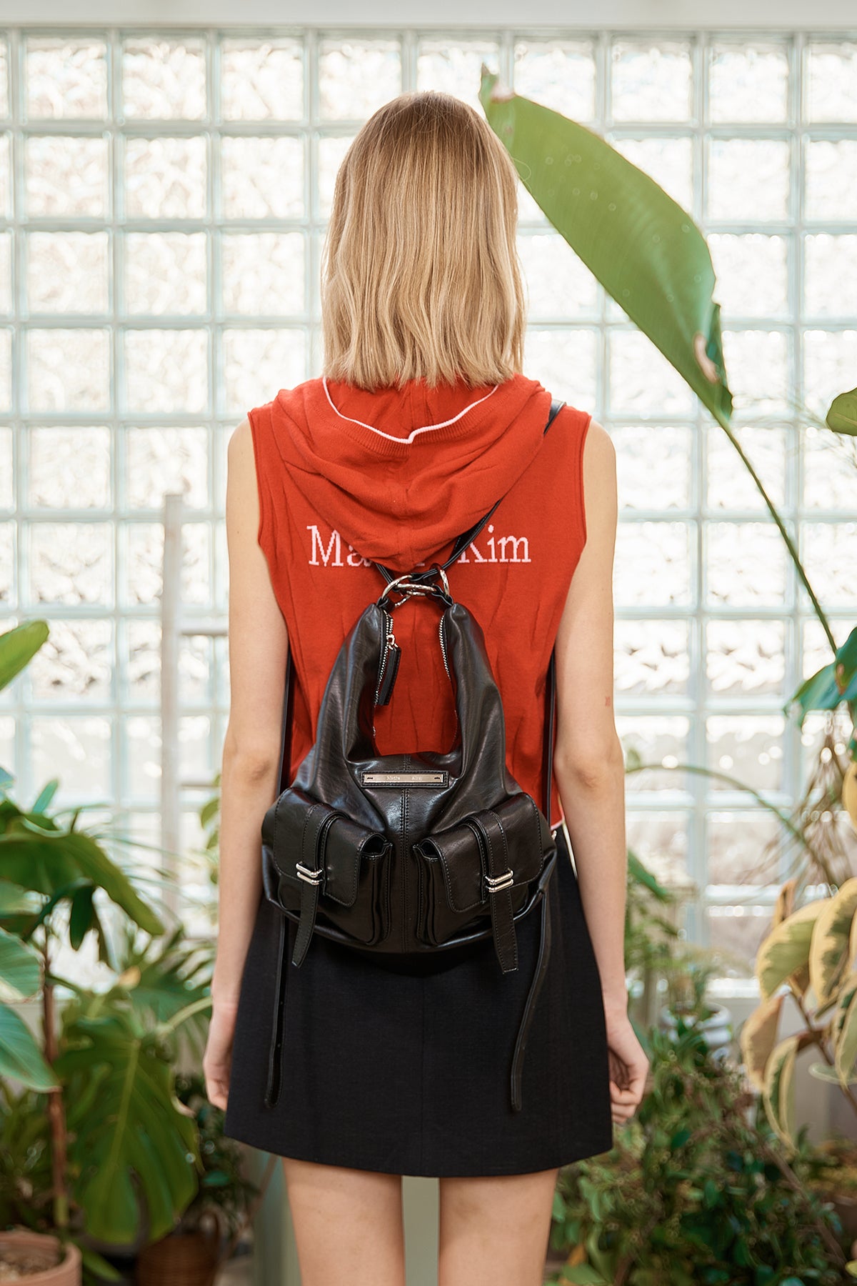 Matin Kim - Wrinkle Hoody Button Knit Vest (Red) product image 10 | TRAB K-Fashion Australia