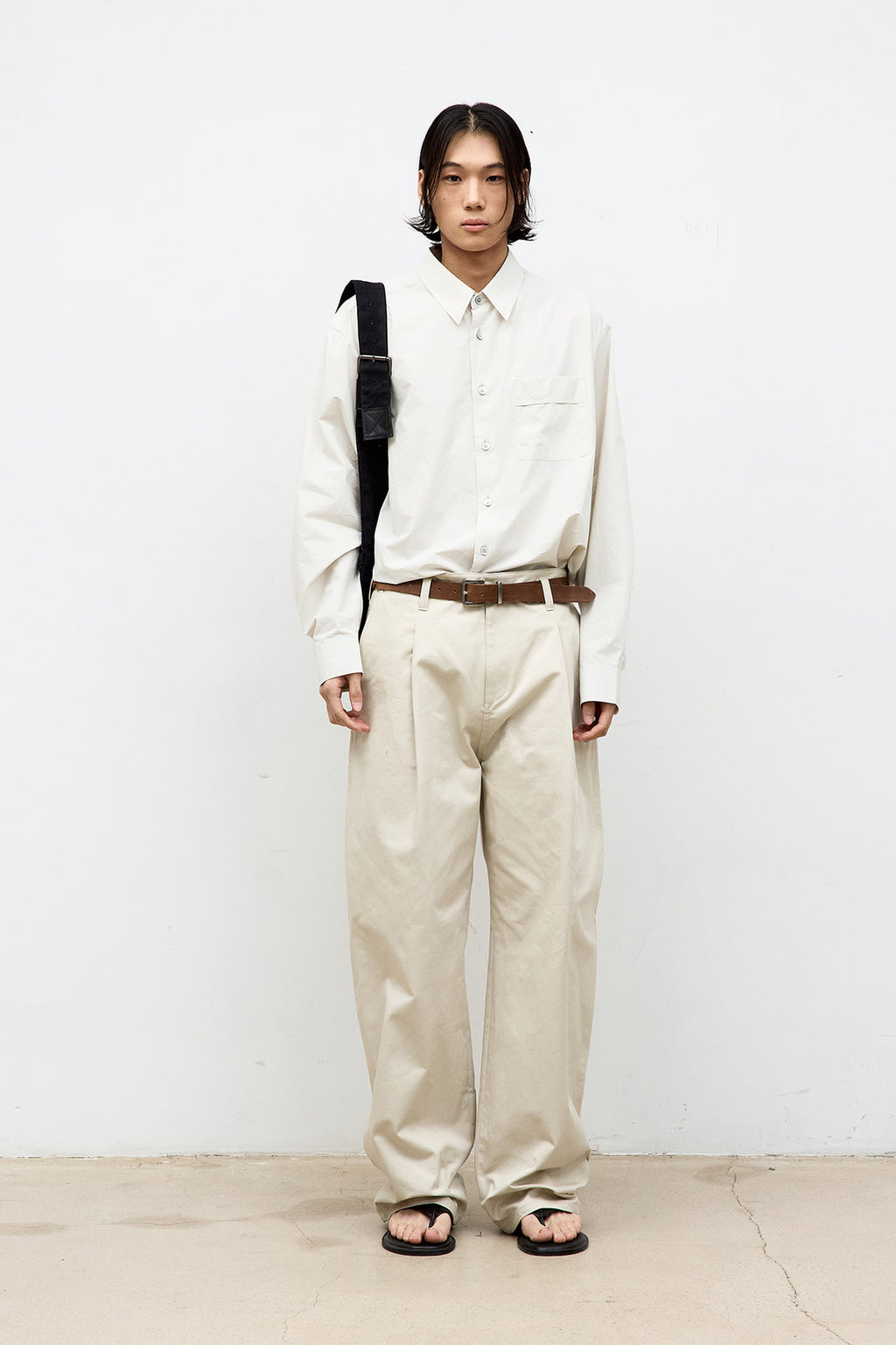 Coor - One-Pocket Garment Cotton Washed Shirt (Light Beige) product image 2 | TRAB K-Fashion Australia