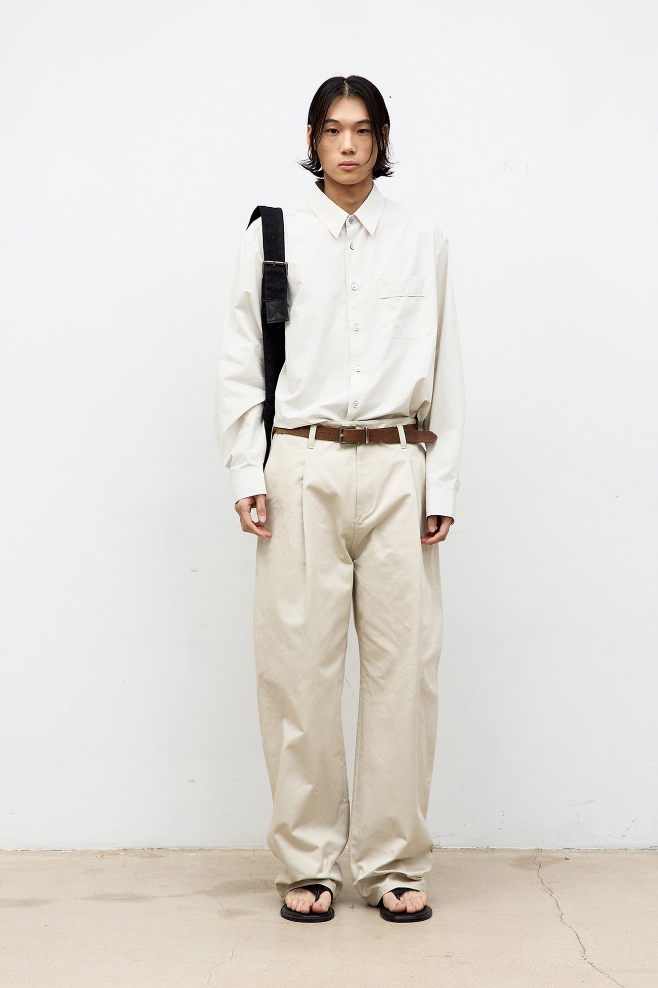 Coor - One-Pocket Garment Cotton Washed Shirt (Light Beige) product image 2 | TRAB K-Fashion Australia