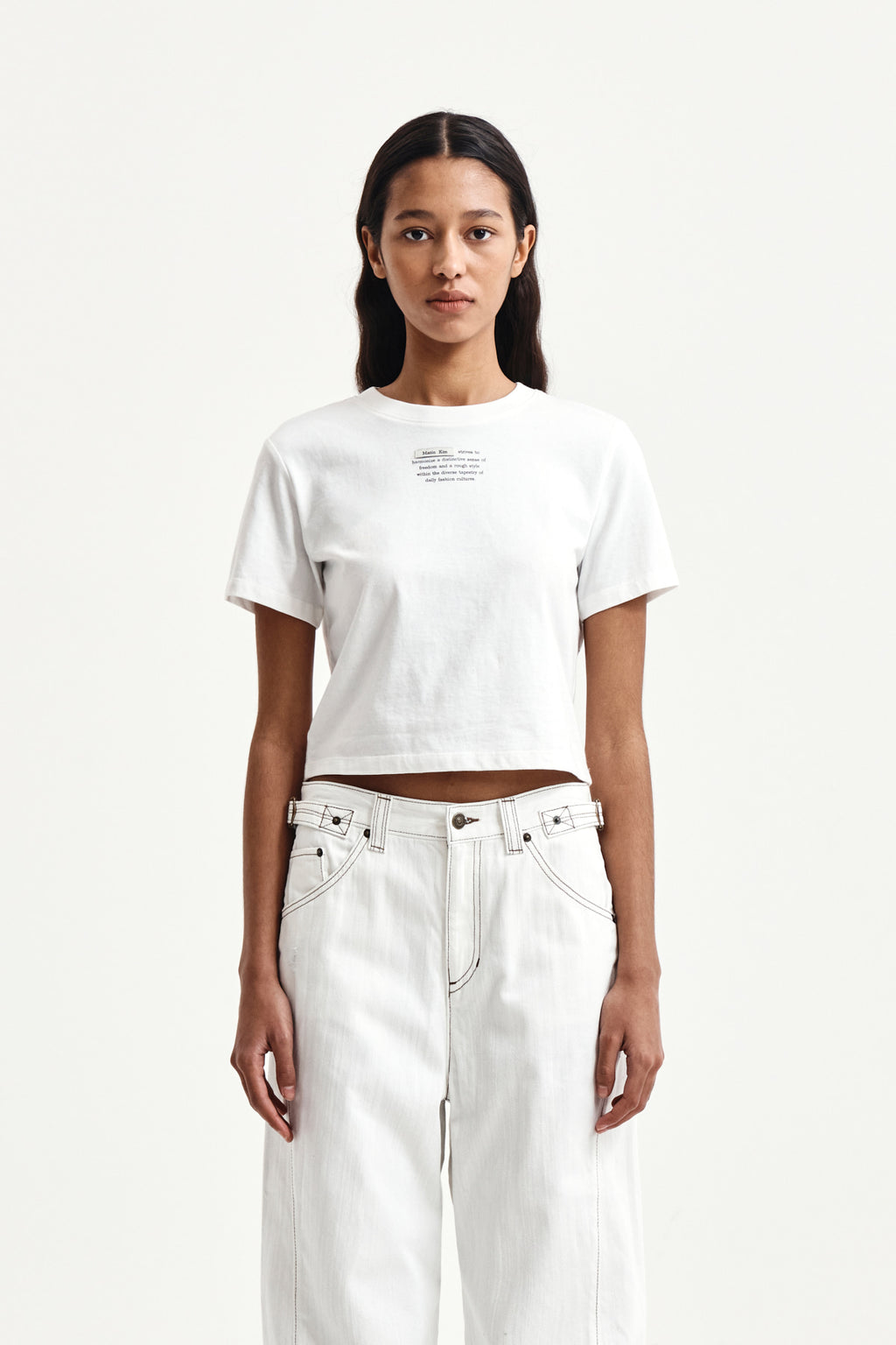 Matin Kim - Label Point Lettering Crop Top (White) product image 10 | TRAB K-Fashion Australia