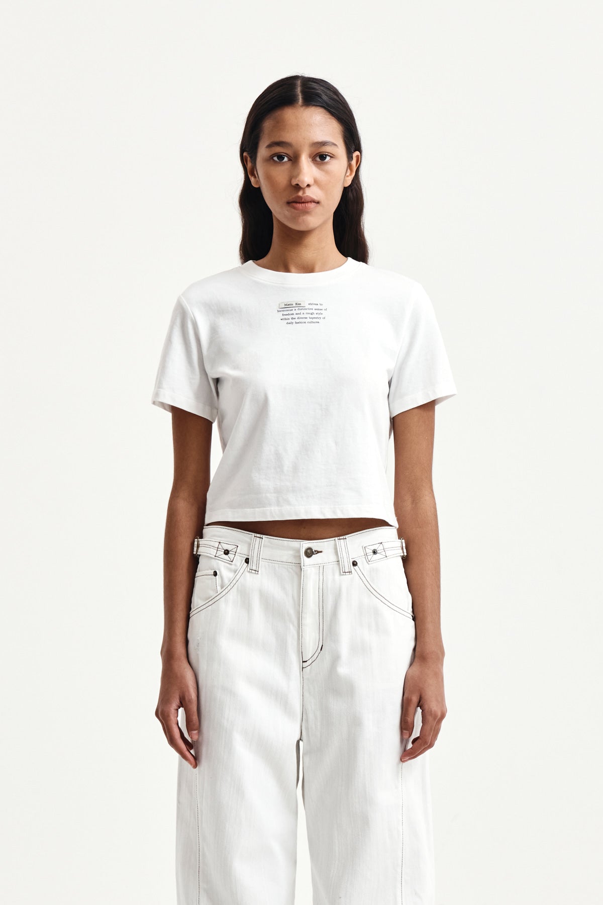 Matin Kim - Label Point Lettering Crop Top (White) product image 10 | TRAB K-Fashion Australia