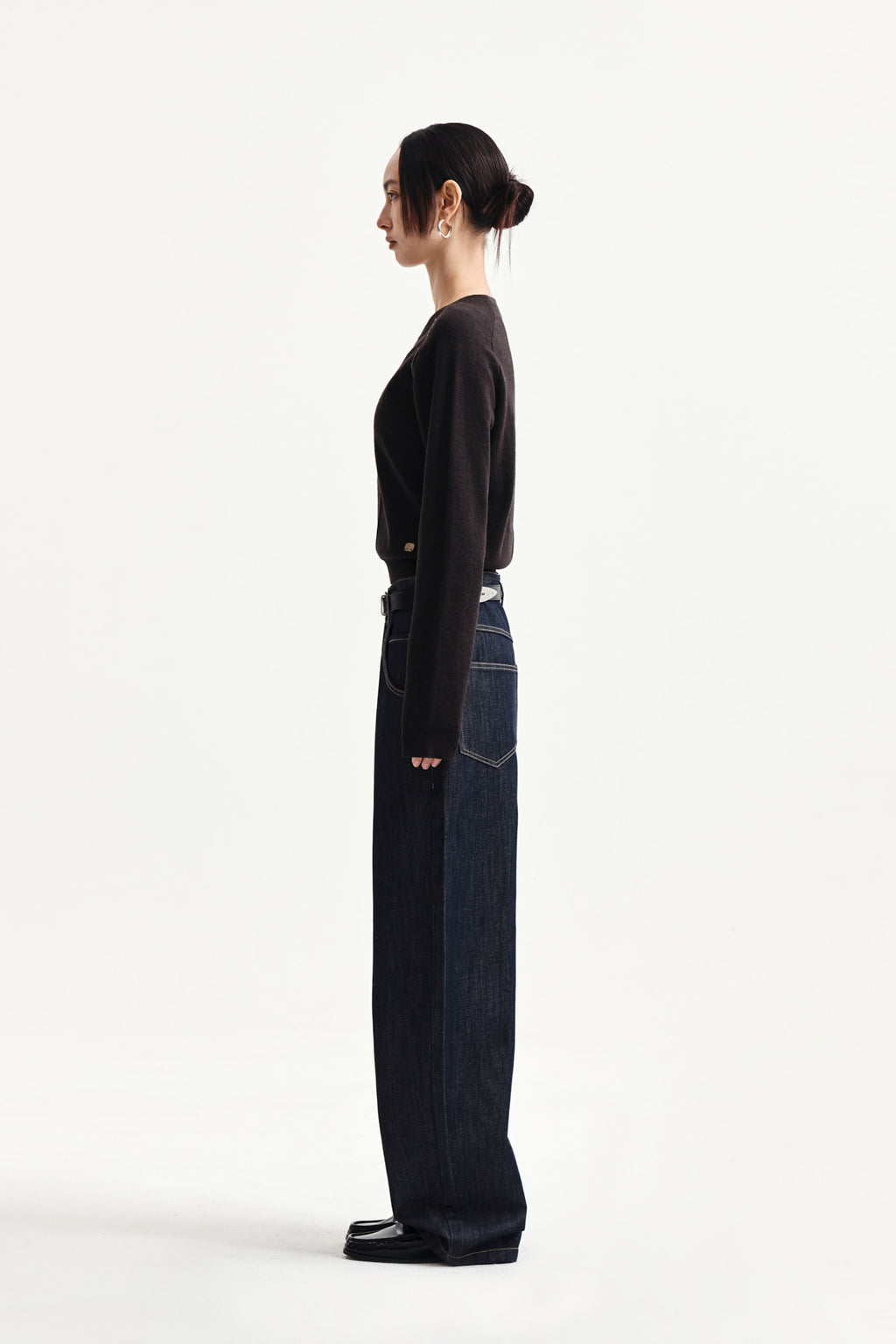 Matin Kim - Dart Point Denim Pants (Dark Navy) product image 6 | TRAB K-Fashion Australia