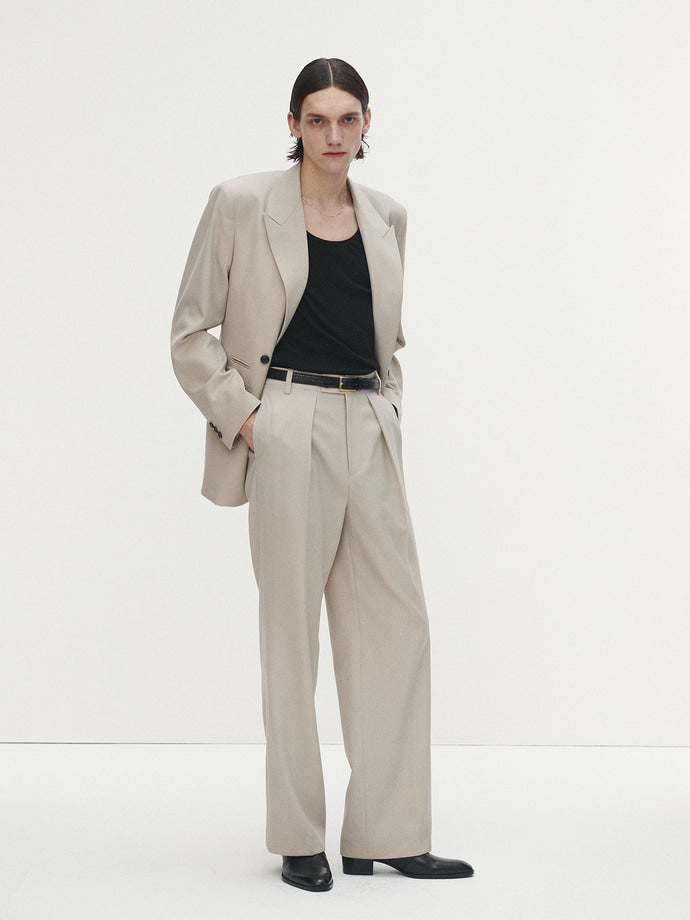 Tonywack - Wool Twill Pleated Tailored Trousers (Ivory) product image 4 | TRAB K-Fashion Australia
