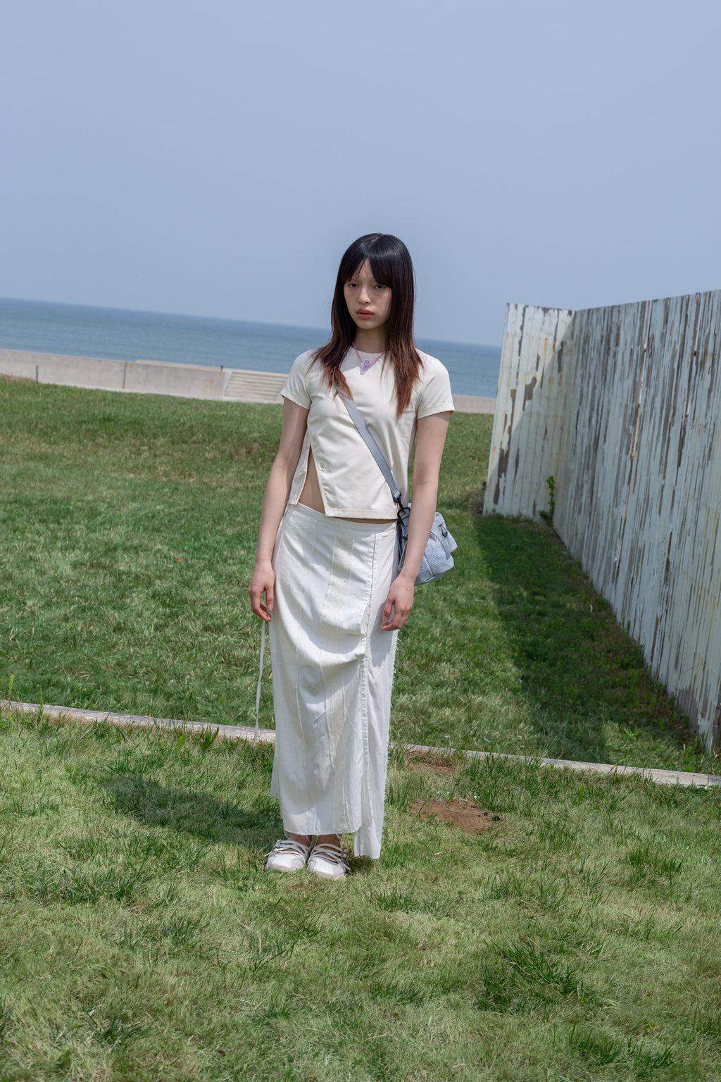 Matin Kim - Slit Button Point Crop Top (Ivory) product image 12 | TRAB K-Fashion Australia