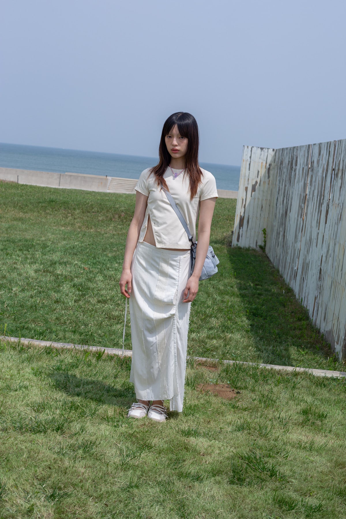 Matin Kim - Slit Button Point Crop Top (Ivory) product image 12 | TRAB K-Fashion Australia