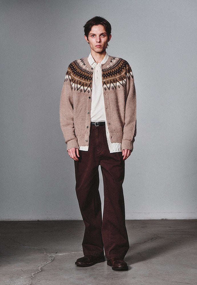Art if acts - Fair Isle Mohair Cardigan (Wood) product image 1 | TRAB K-Fashion Australia