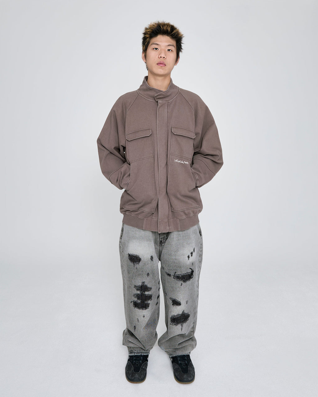 yeseyesee - Y.E.S Zip Sweat Jacket (Cocoa) product image 7 | TRAB K-Fashion Australia