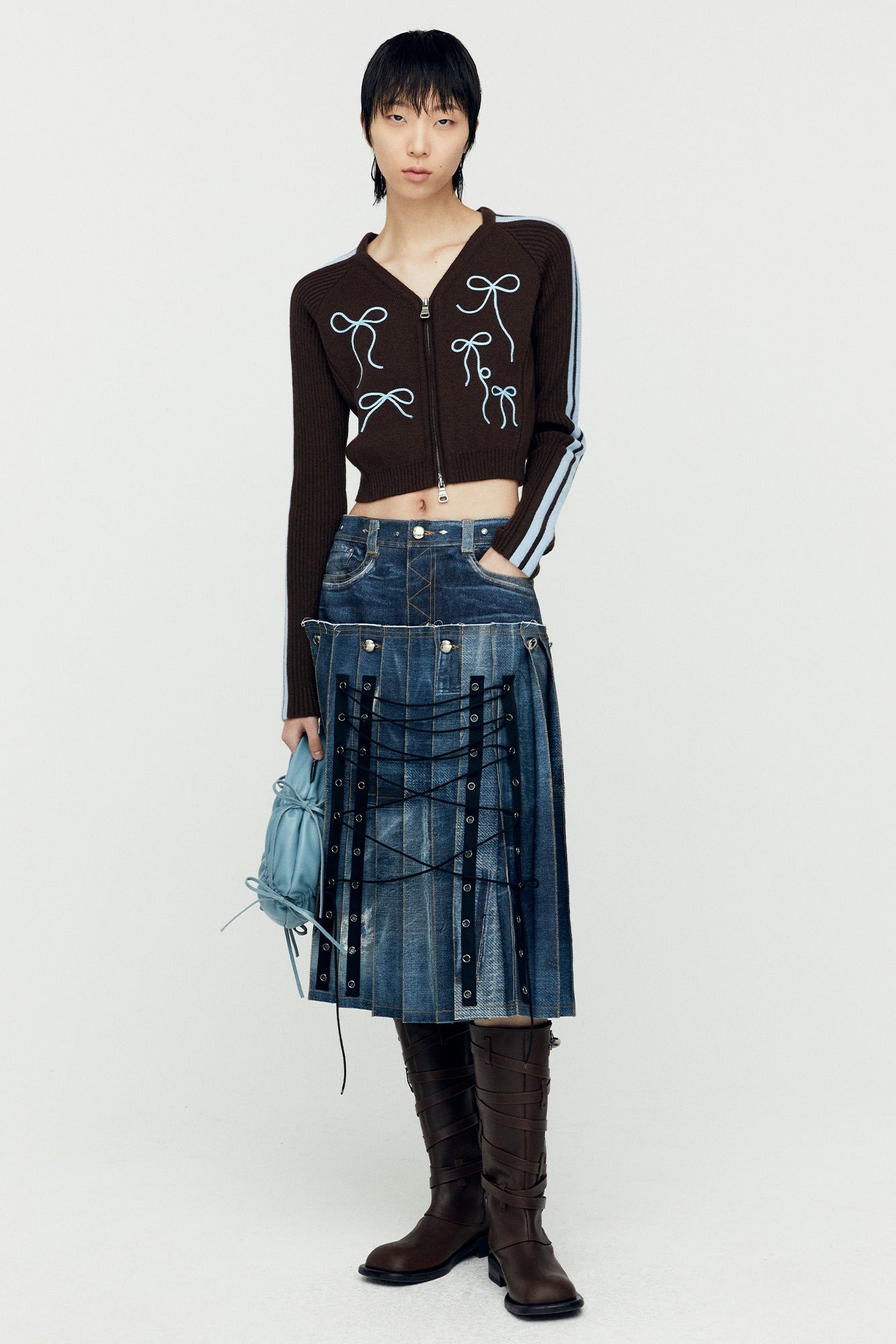 Andersson Bell - Ribbon Embroidery Knit Cardigan (Blue) product image 1 | TRAB K-Fashion Australia