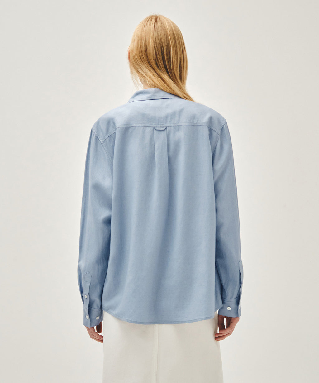 Marithe & Francois Girbaud - Classic Logo Linen Shirt (Sky Blue) product image 3 | TRAB K-Fashion Australia