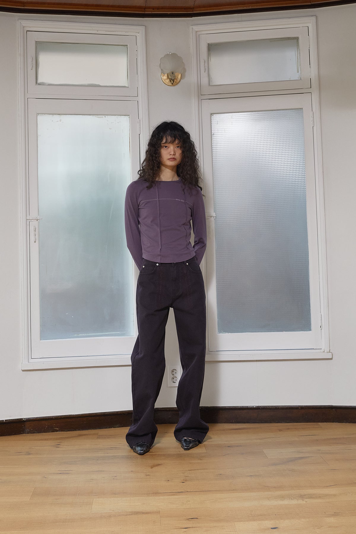 Matin Kim - Tuck Detail Small Logo Top (Purple) product image 13 | TRAB K-Fashion Australia