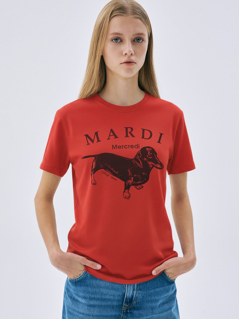Mardi Mercredi - Slim Tshirt Ddanji Vivid (Red) product image 1 | TRAB K-Fashion Australia