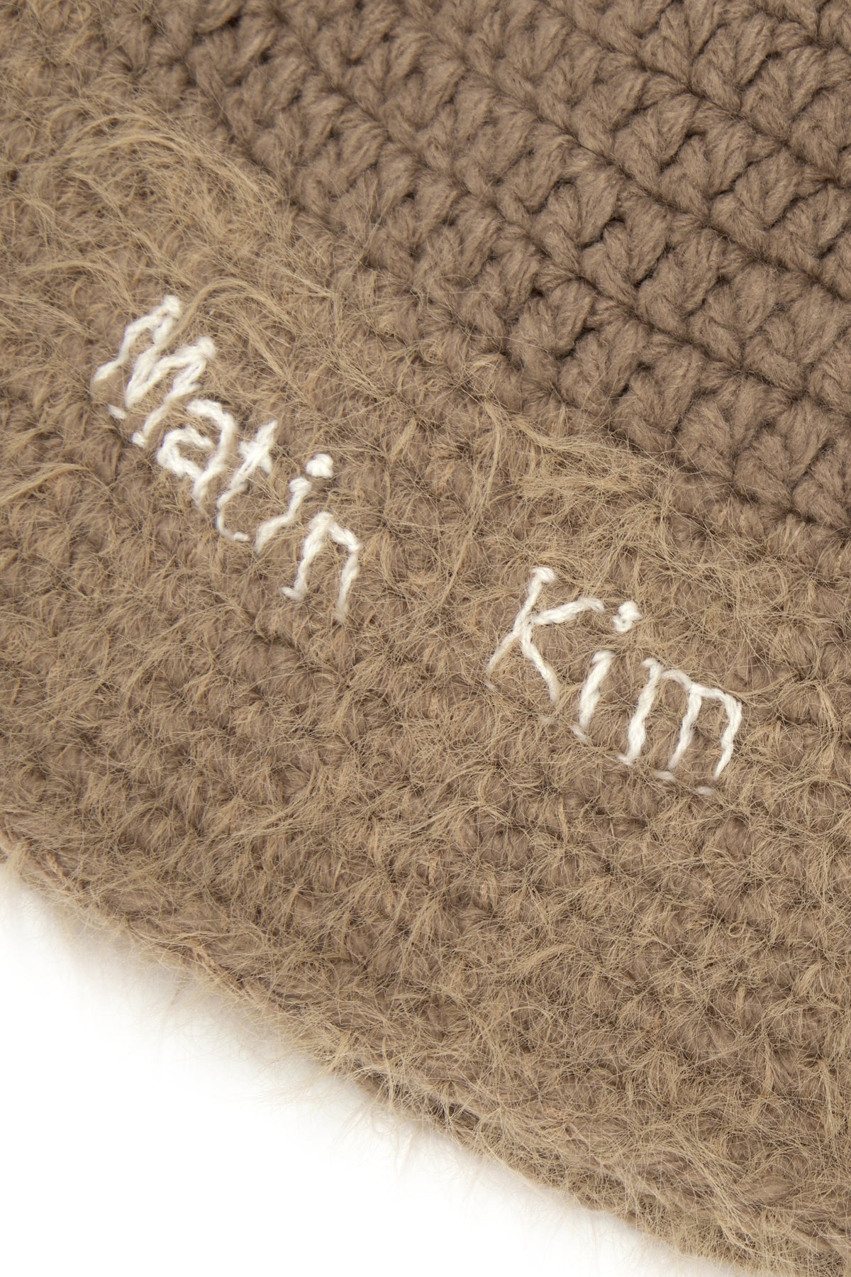 Matin Kim - Logo Hairy Knit Bucket Hat (Beige) product image 3 | TRAB K-Fashion Australia