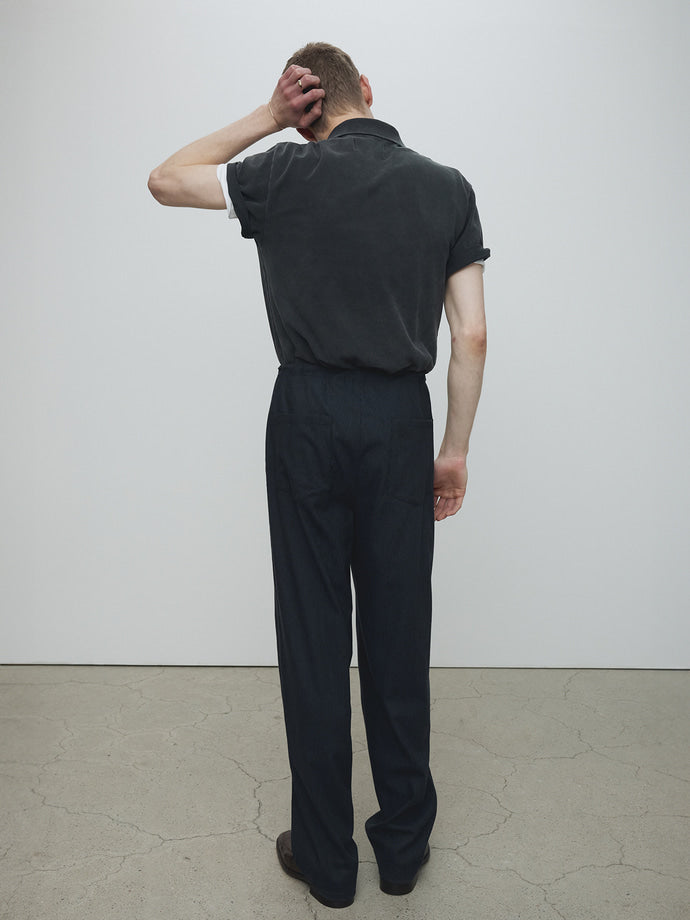 Tonywack - Light Wool Cotton Drawstring Trousers (Navy Stripe) product image 4 | TRAB K-Fashion Australia