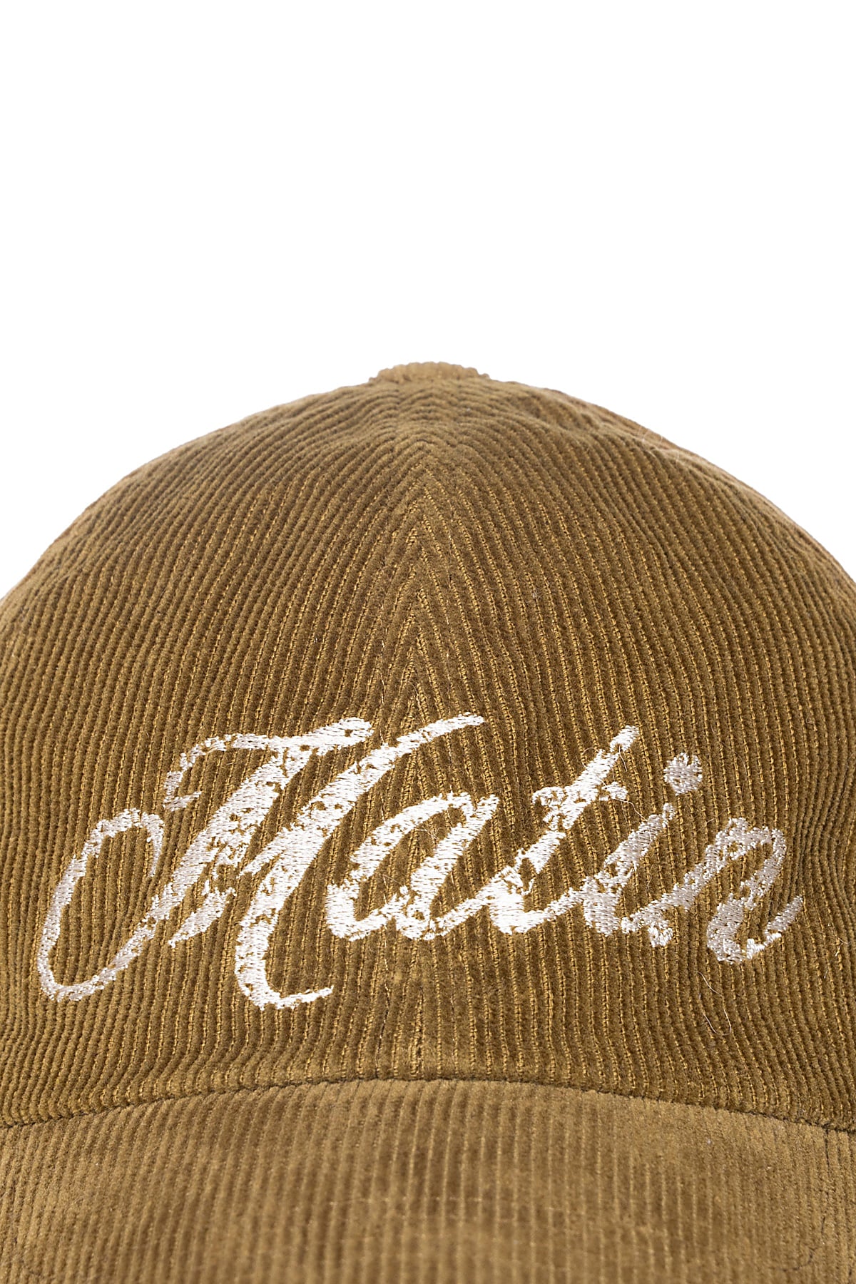 Matin Kim - Matin Cracked Script Corduroy Ball Cap (Khaki) product image 4 | TRAB K-Fashion Australia