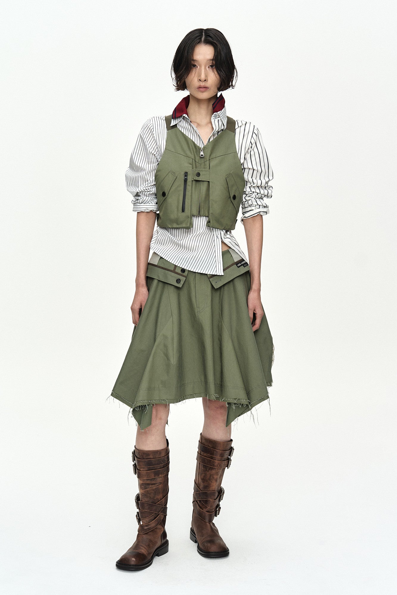 Andersson Bell - Upside-Down Asymmetric Skirt (Khaki) product image 2 | TRAB K-Fashion Australia