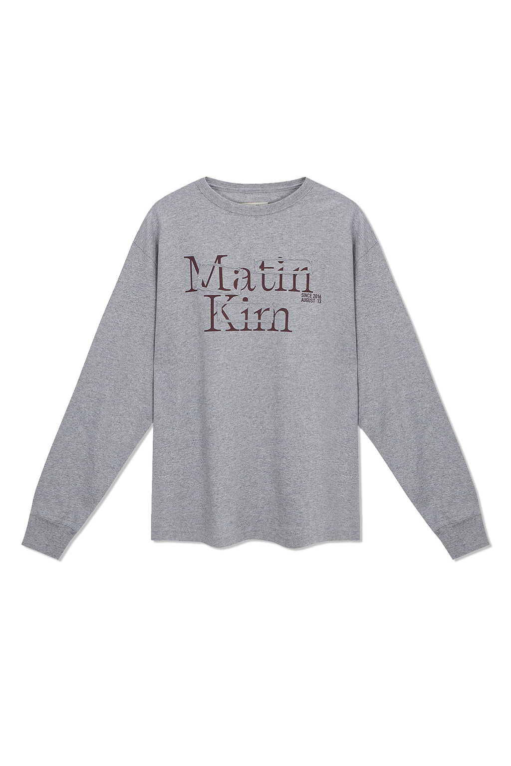 Matin Kim - Patch Graphic Long Sleeve Top (Grey) product image 1 | TRAB K-Fashion Australia