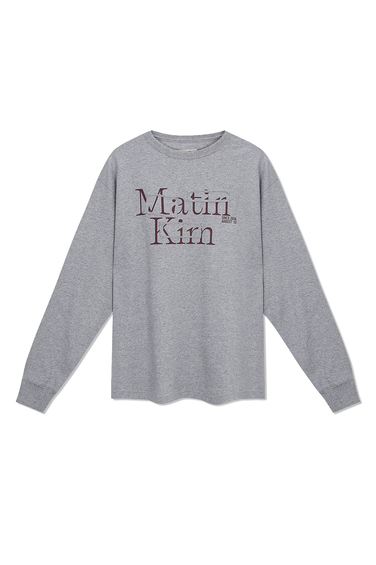 Matin Kim - Patch Graphic Long Sleeve Top (Grey) product image 1 | TRAB K-Fashion Australia