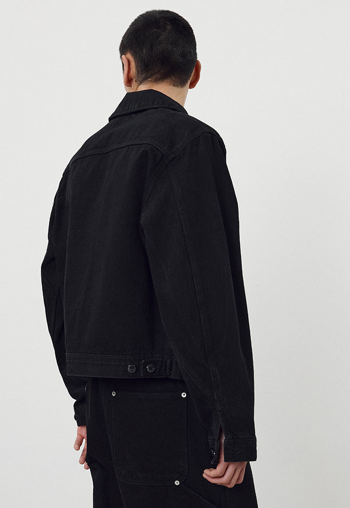 Tonywack - Rinsed Denim Zipped Work Jacket (Black) product image 5 | TRAB K-Fashion Australia