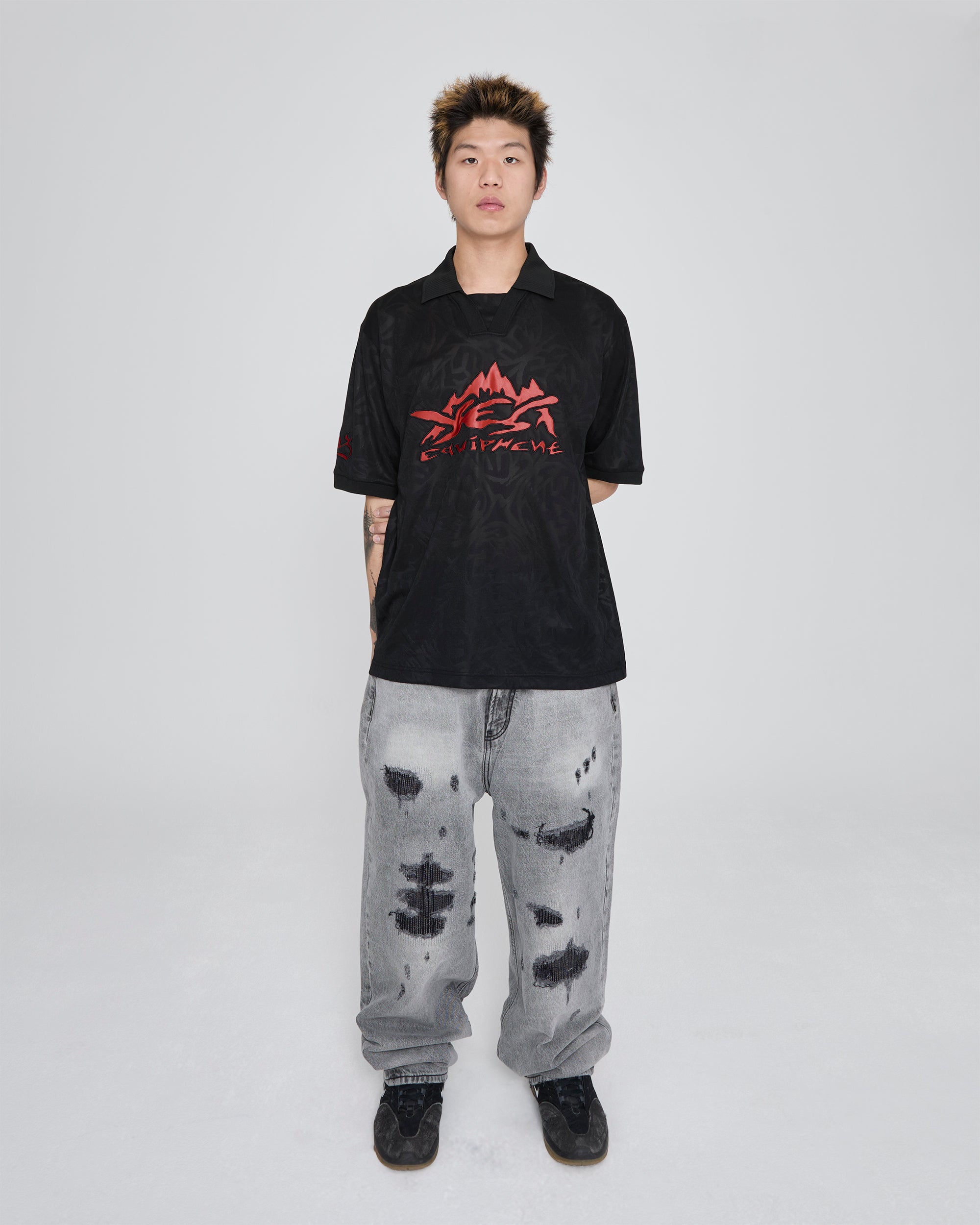 yeseyesee - Y.E.S Jacquard Football Tee (Black) product image 7 | TRAB K-Fashion Australia