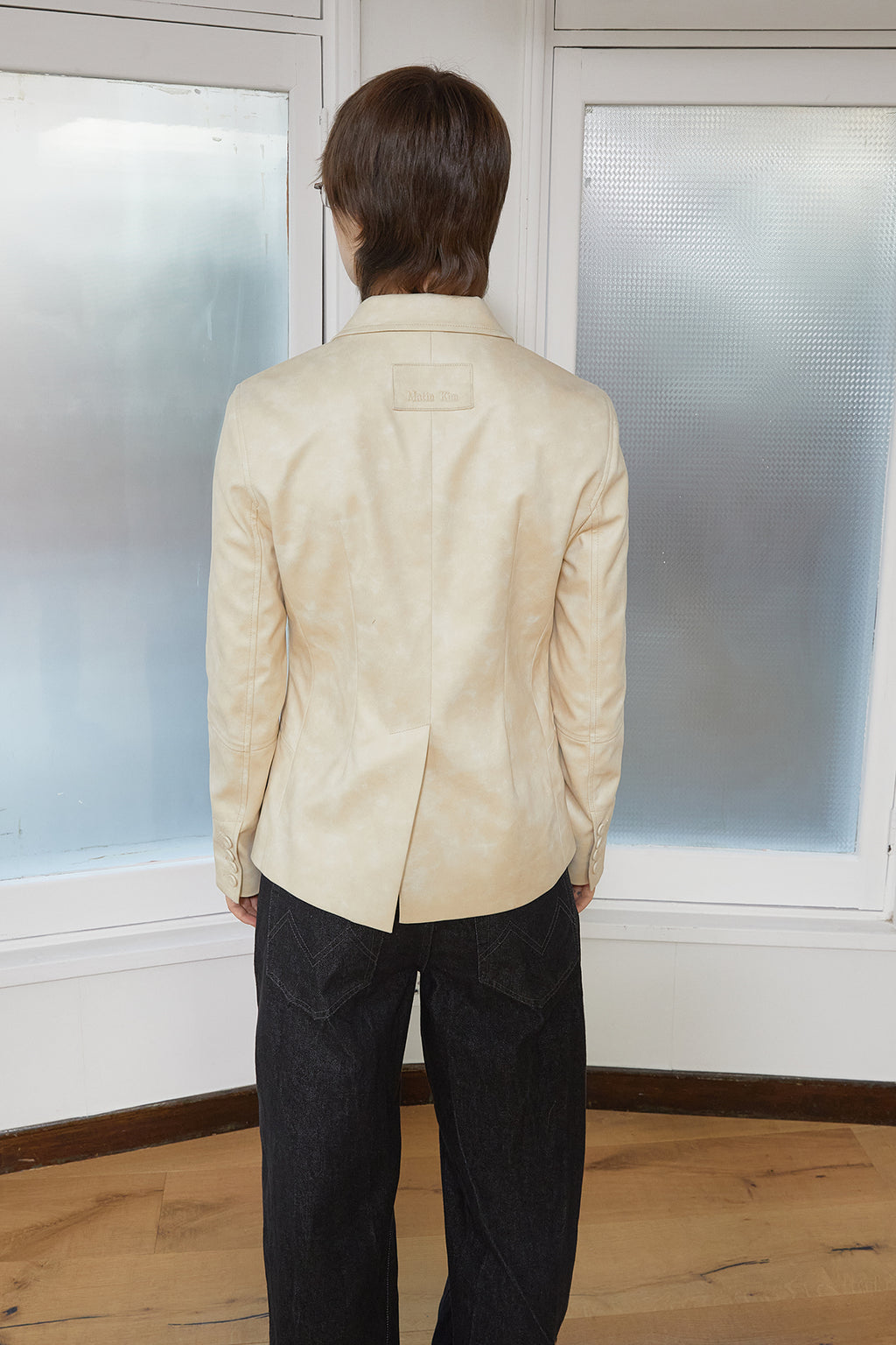 Matin Kim - Washed Matt Leather Single Blazer (Light Beige) product image 14 | TRAB K-Fashion Australia