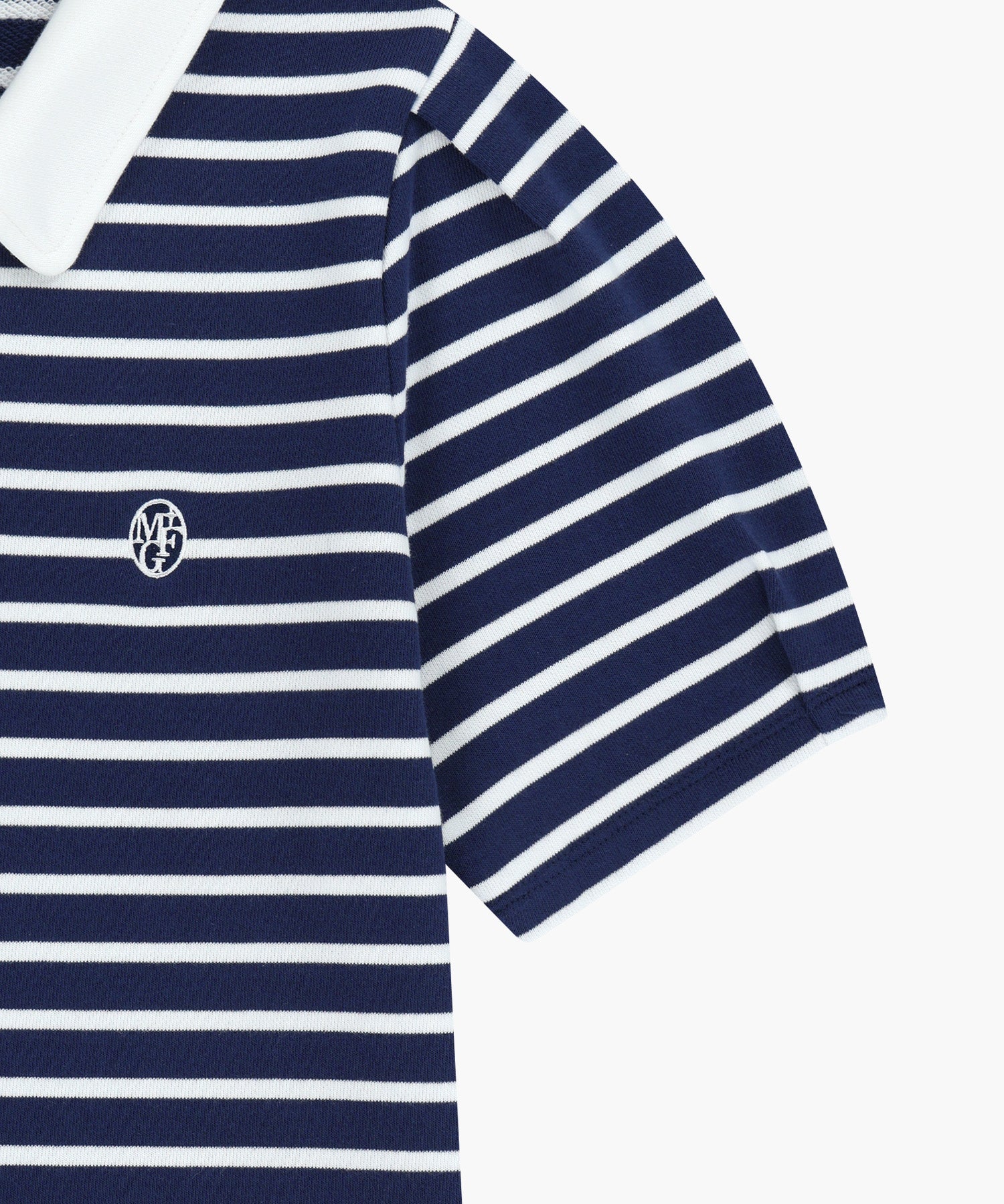 Marithe & Francois Girbaud - Collar Stripe Half Sleeve Crop Sweatshirt (Blue) product image 10 | TRAB K-Fashion Australia