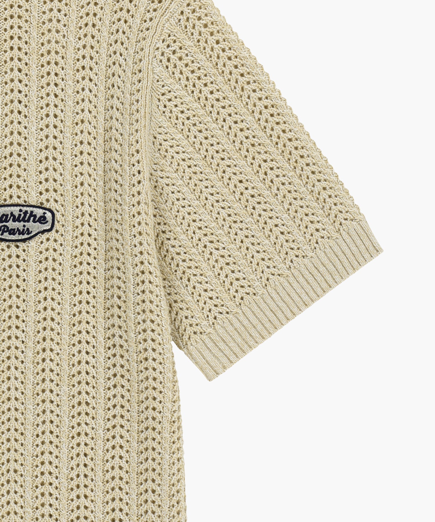 Marithe & Francois Girbaud - Wappen Crochet Half Knit Cardigan (Beige) product image 10 | TRAB K-Fashion Australia