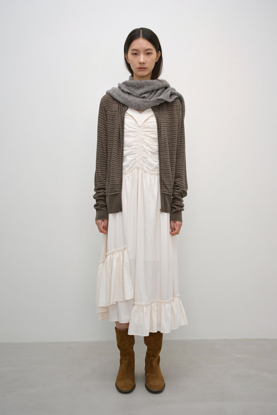 Insilence - Grunge Dye Stripe Zip-Up (Brown) product image 3 | TRAB K-Fashion Australia