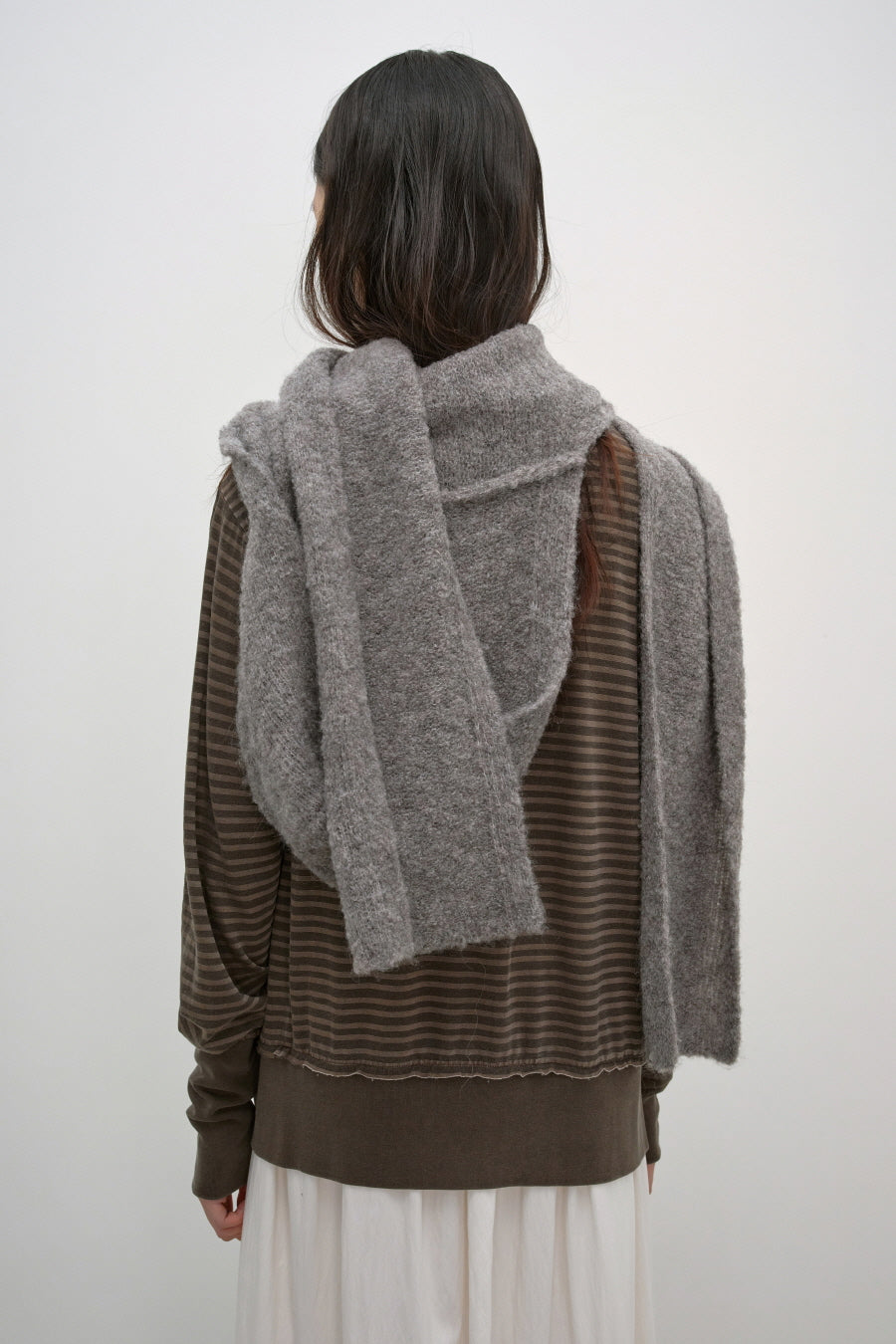 Insilence - Alpaca Hooded Muffler (Melange Brown) product image 3 | TRAB K-Fashion Australia