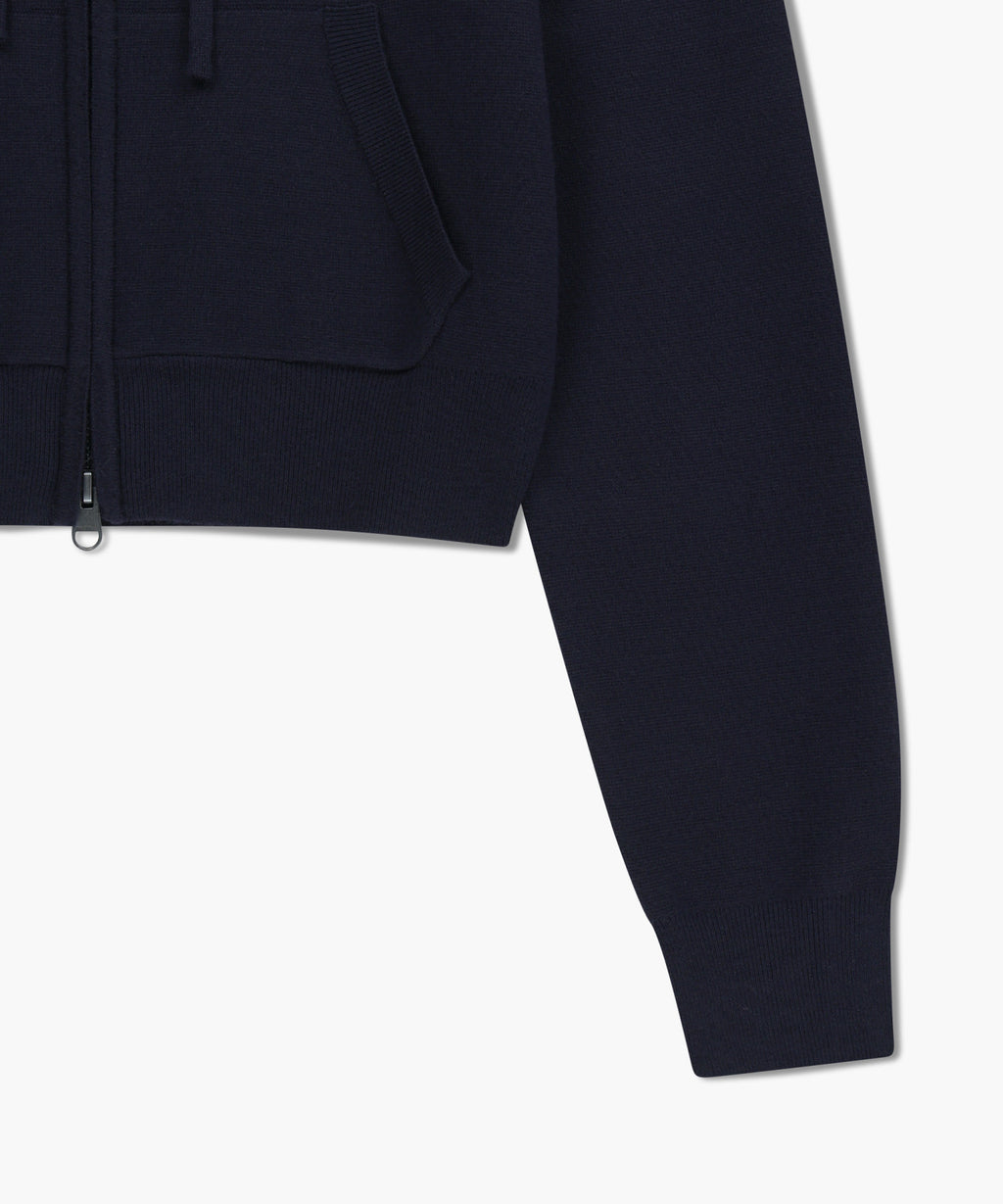 Marithe & Francois Girbaud - Classic Logo Crop Knit Hoodie Zipup (Navy) product image 10 | TRAB K-Fashion Australia