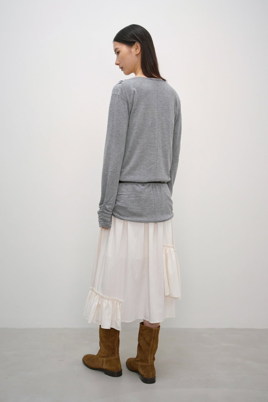 Insilence - Cowl Neck Shirring Pullover (Grey) product image 5 | TRAB K-Fashion Australia
