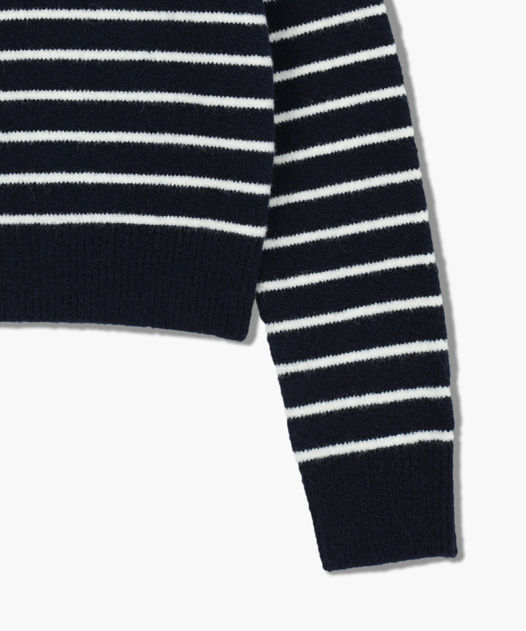 Marithe & Francois Girbaud - Crew Neck Stripe Crop Knit Pullover (Navy) product image 10 | TRAB K-Fashion Australia